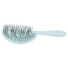 Щетка Dewal Beauty серия "Ocean wave", продувная, с нейлоновым штифтом, форма волна, голубая