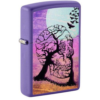Зажигалка ZIPPO Деревья-черепа с фиолетовым матовым покрытием | Skull Tree Purple Matte, латунь/сталь, черная 38x13x57 мм