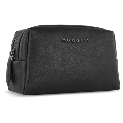Косметичка BUGATTI БЕЛЛА | BELLA, чёрная, воловья кожа/полиэстер, 19х8,5х11 см