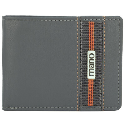 Бумажник Mano "Don Leonardo", с RFID защитой, натуральная кожа в сером цвете, 10,5 х 2 х 8,5 см