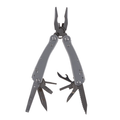 Мультитул Stinger, 105x50 мм, 16 функций, сталь, серебристый, 10 насадок и нейлоновый чехол