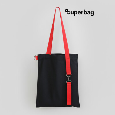 Шоппер Superbag black с ремувкой 4sb (чёрный с красным)