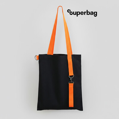 Шоппер Superbag black с ремувкой 4sb (чёрный с оранжевым)