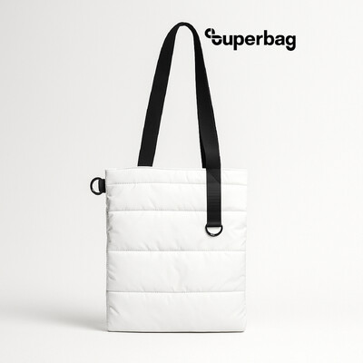 Шоппер Superbag Bubble, стёганый, с магнитной кнопкой (белый с черным)