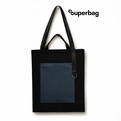 Шоппер Superbag Big Pocket, с карманом на молнии (черный с темно-серым)